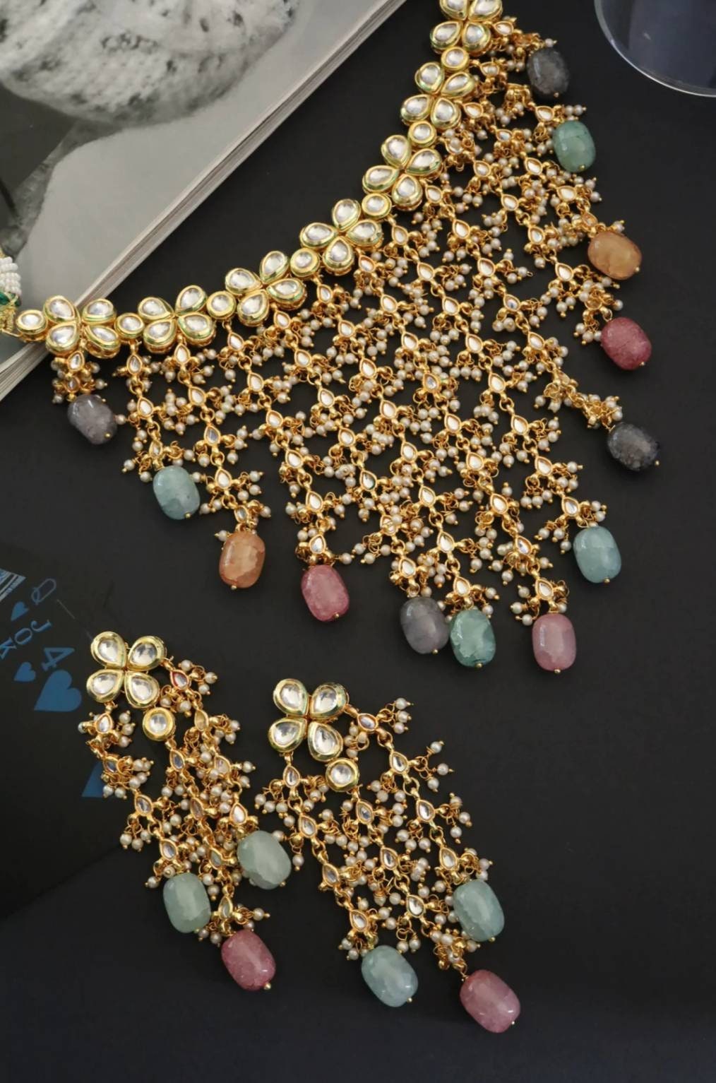 Indian flower Choker, Indian Jewelry, Bollywood Jewelry, Pakistani Jewelry, Indian Wedding Necklace, Bridal Choker, Kundan Necklace, Choker - Image 5