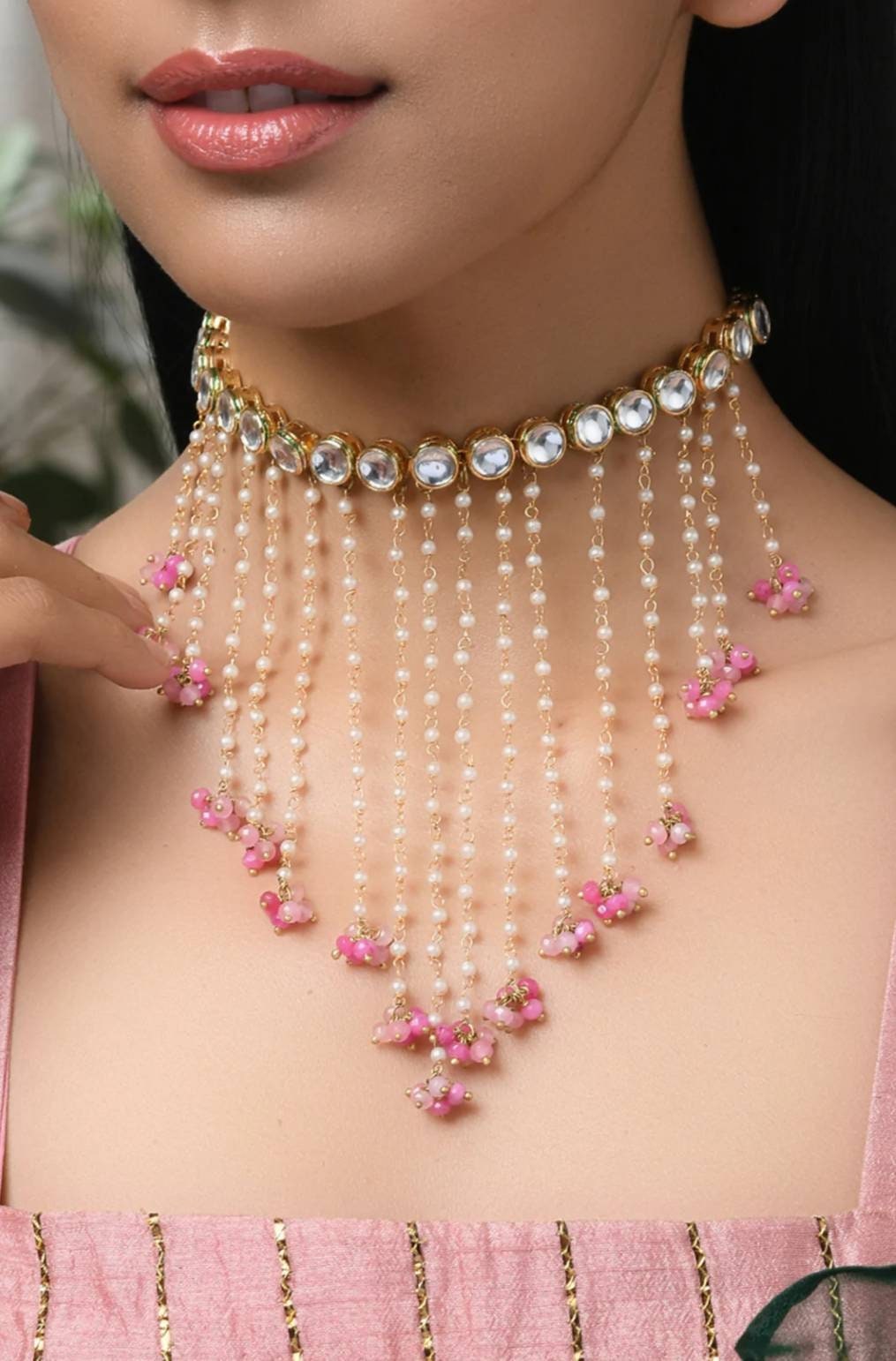Indian flower Choker, Indian Jewelry, Bollywood Jewelry, Pakistani Jewelry, Indian Wedding Necklace, Bridal Choker, Kundan Necklace, Choker