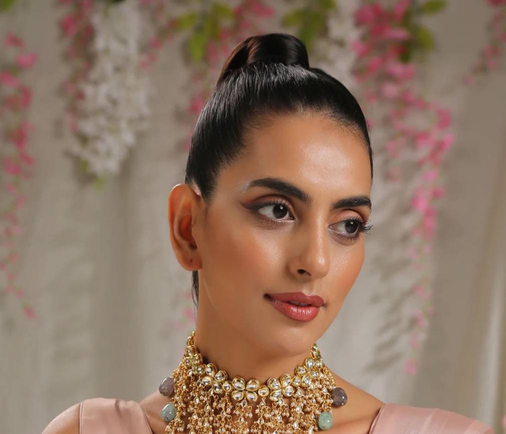Indian flower Choker, Indian Jewelry, Bollywood Jewelry, Pakistani Jewelry, Indian Wedding Necklace, Bridal Choker, Kundan Necklace, Choker - Image 3