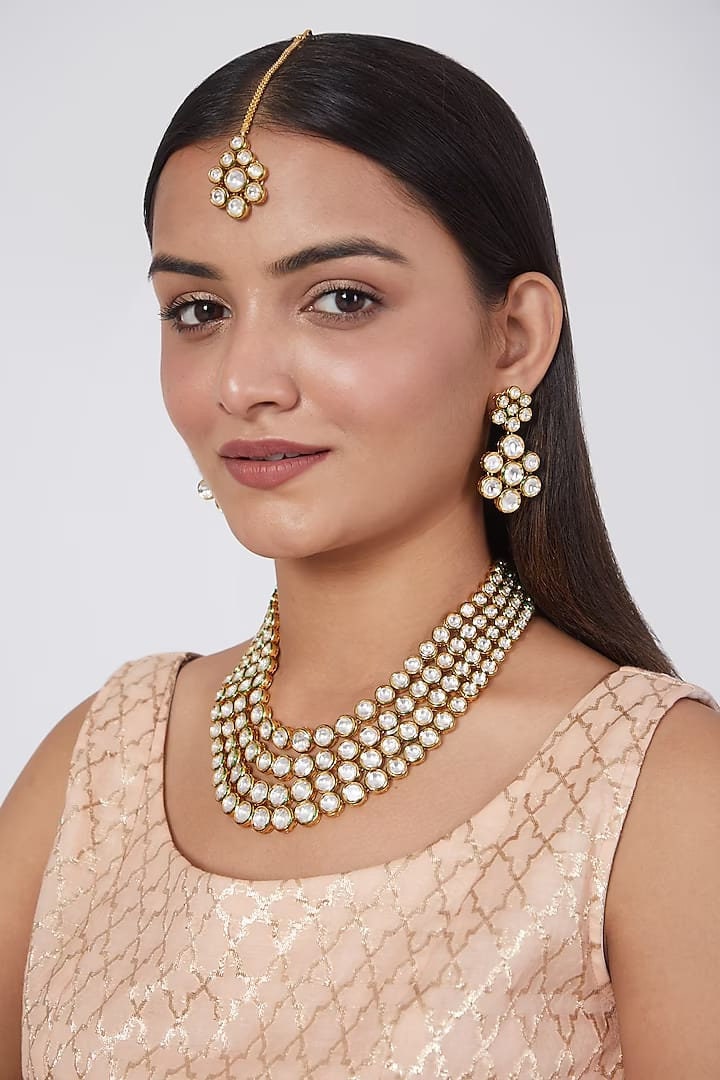 38Kundan Necklace Set/Elegant Kundan Jewellery/ Kundan Jewellery set/Fashion Necklace Set/Kundan Haar For Women And Girls/ Gift - Image 2