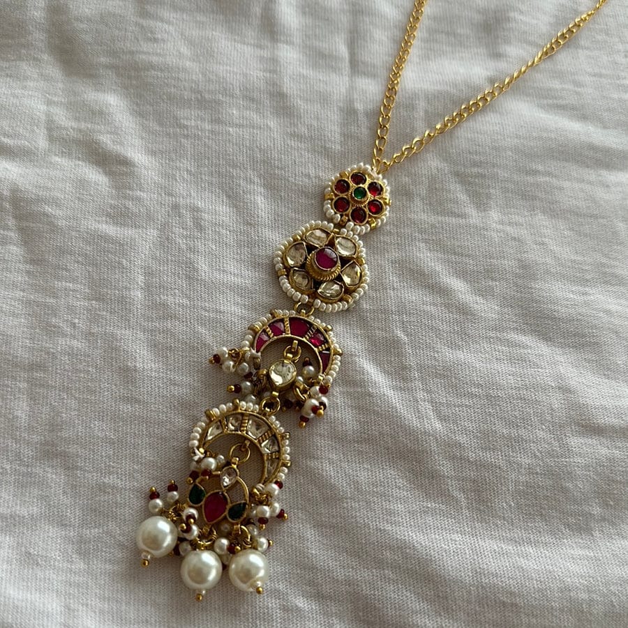 Gold Finish Kundan Polki Long Necklace - Image 3