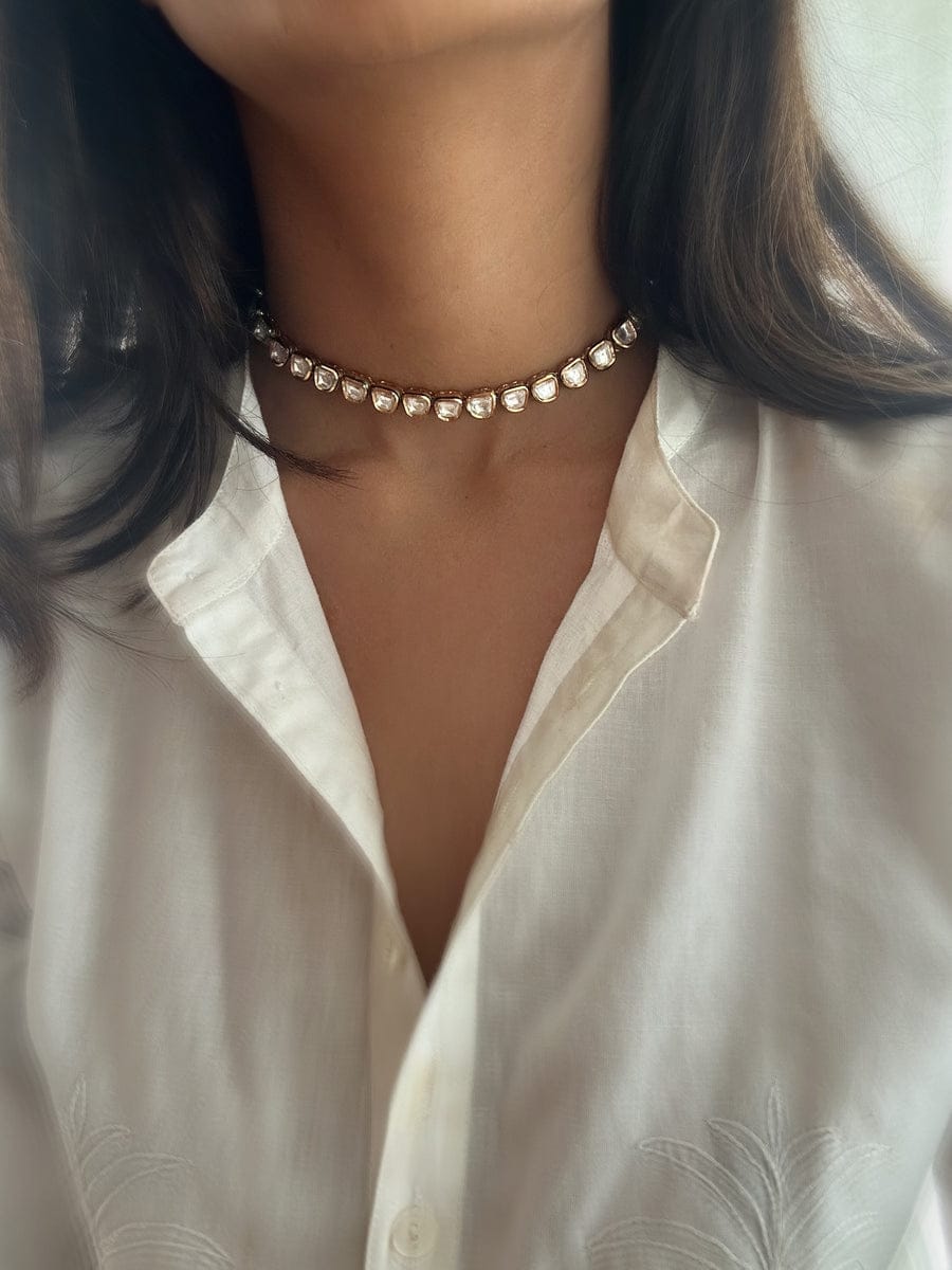 Silver Polki Necklace Set - Image 2