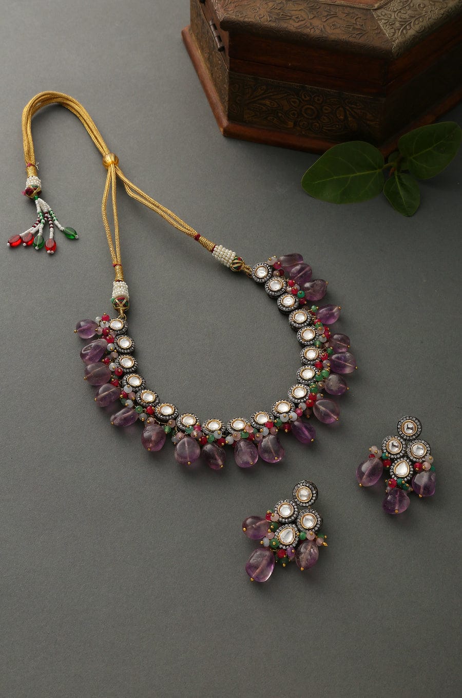 Victorian Polki and Purple Amethyst Necklace