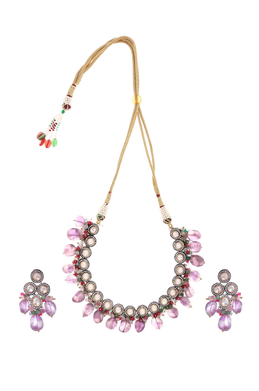 Victorian Polki and Purple Amethyst Necklace - Image 4