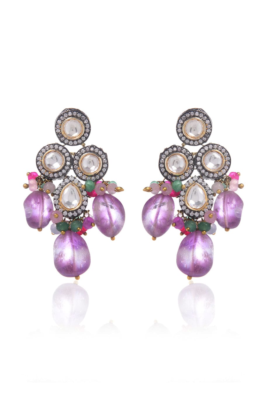 Victorian Polki and Purple Amethyst Necklace - Image 7