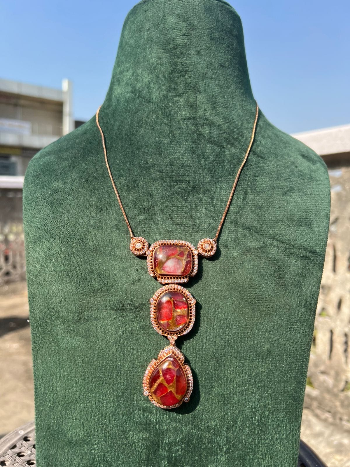 Polki Necklace With Earring - Image 4