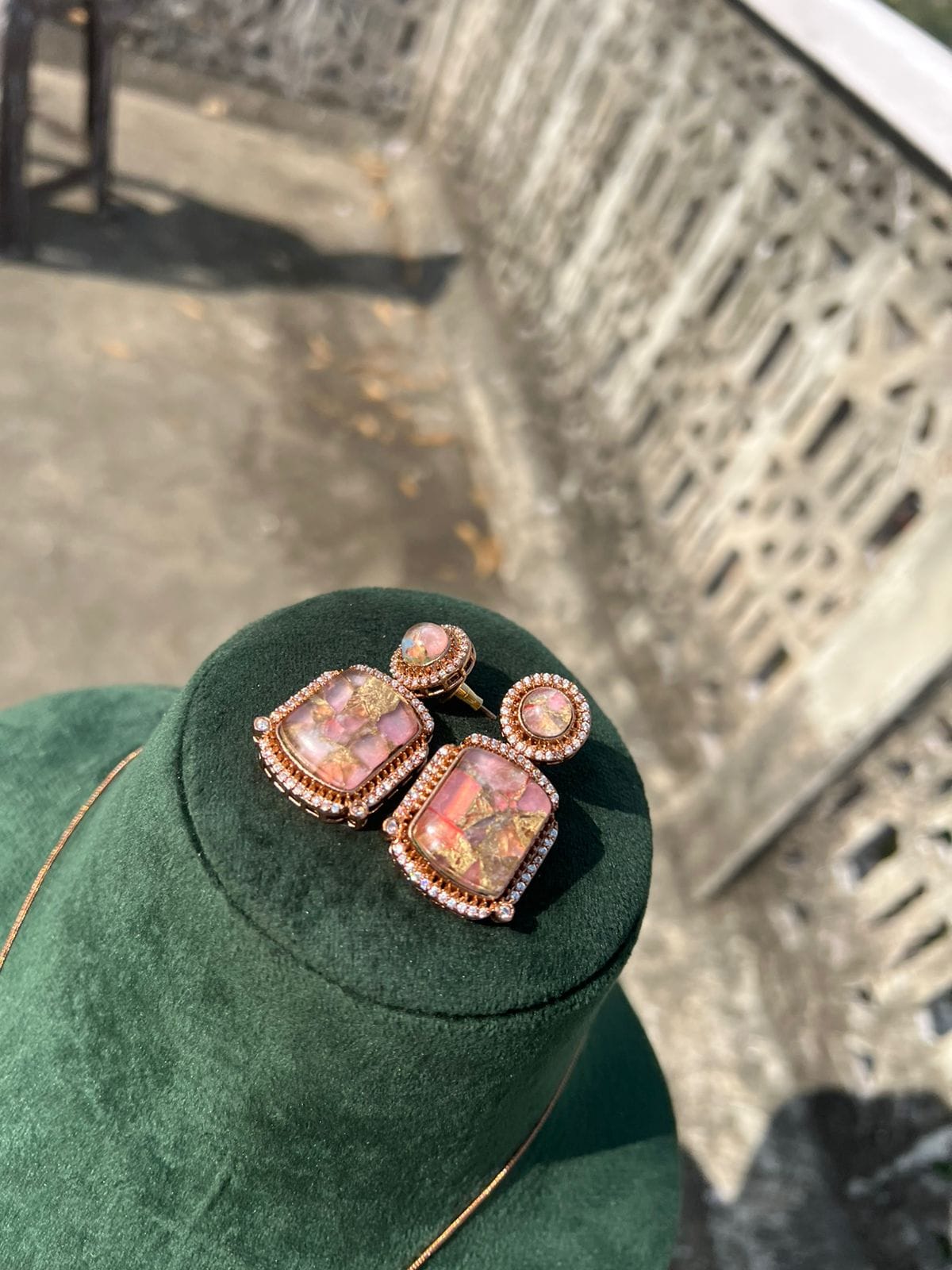 Polki Necklace With Earring - Image 3