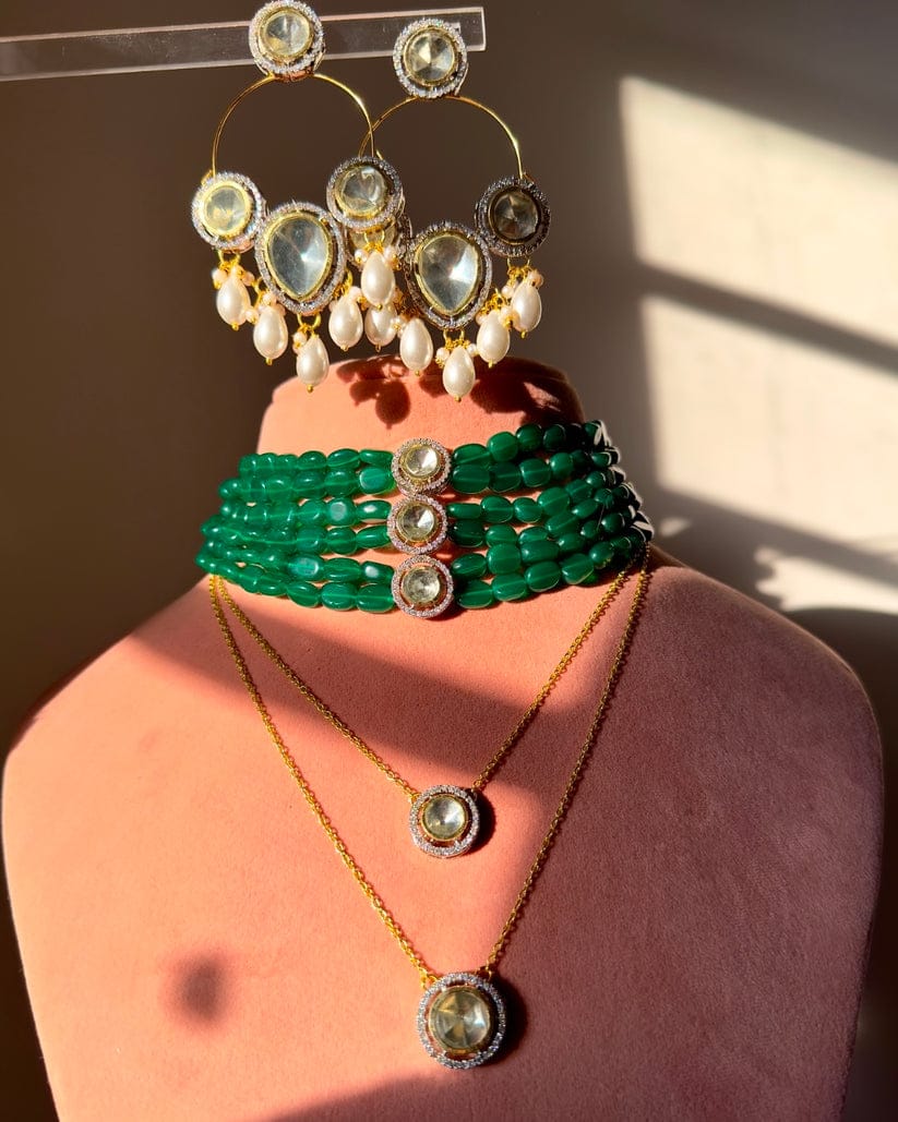 Multi Necklace With Polki Chaandbali