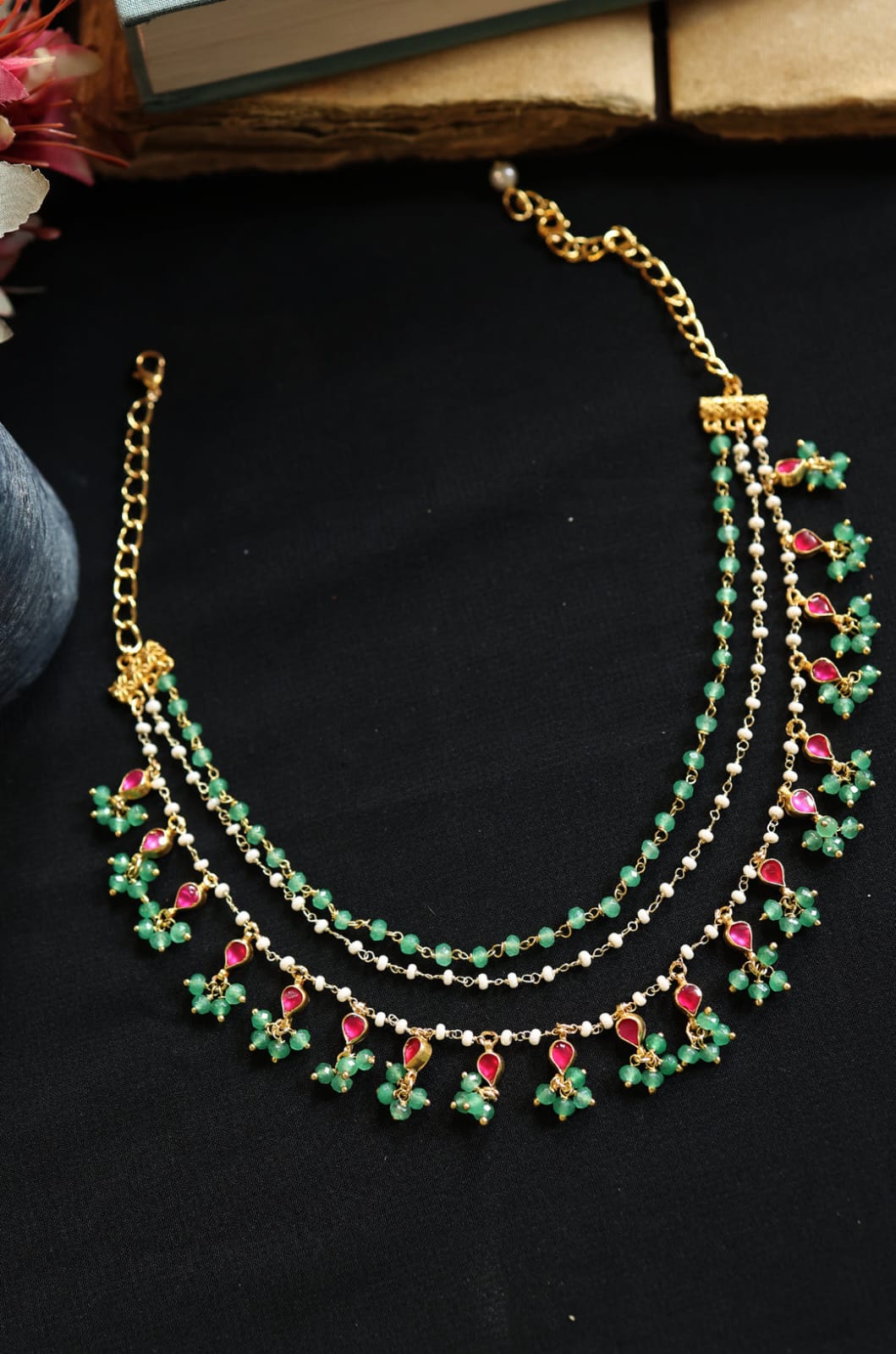 Mint Kundan Layered Necklace