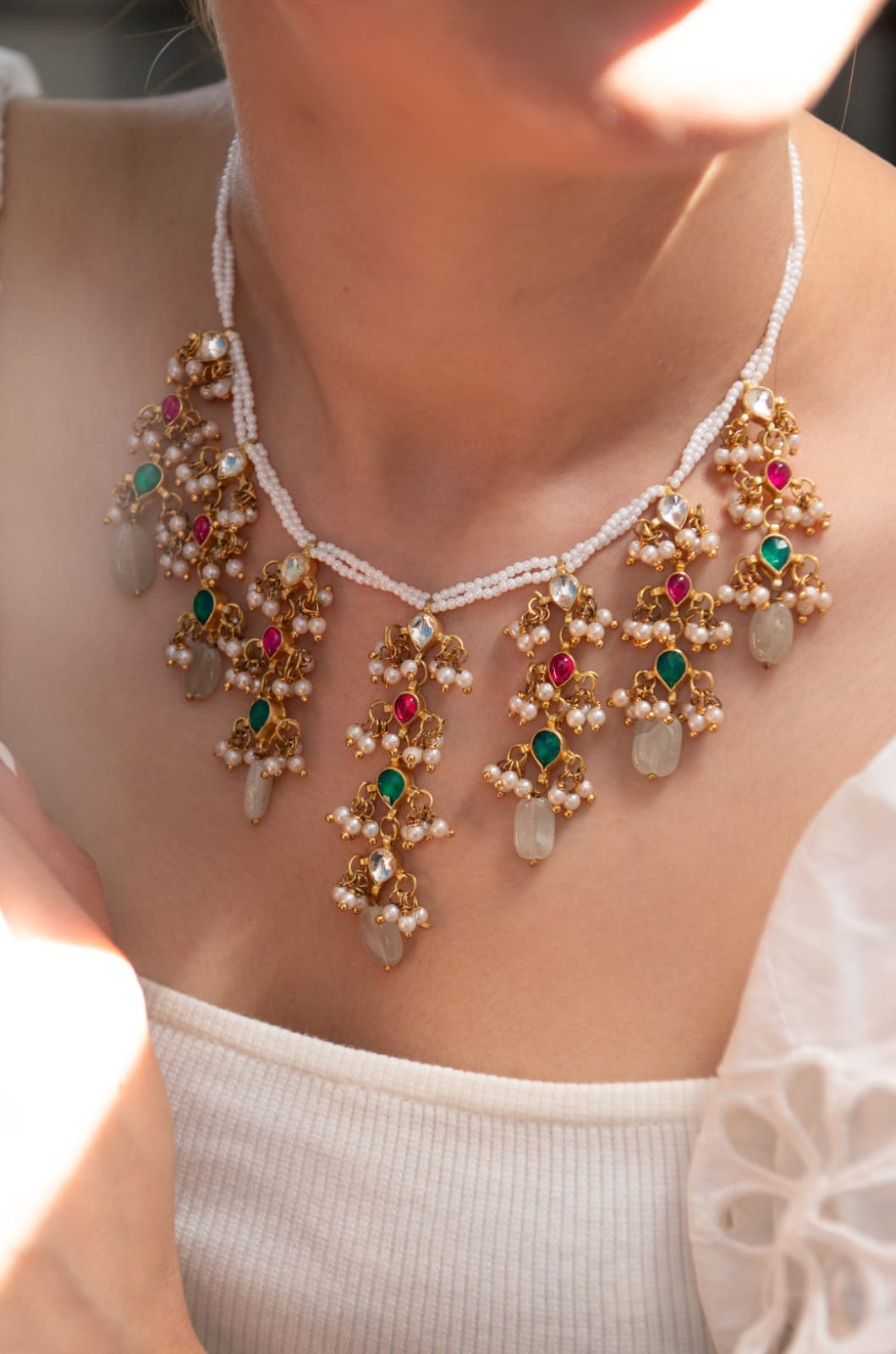 Multicolored Kundan Necklace - Image 3