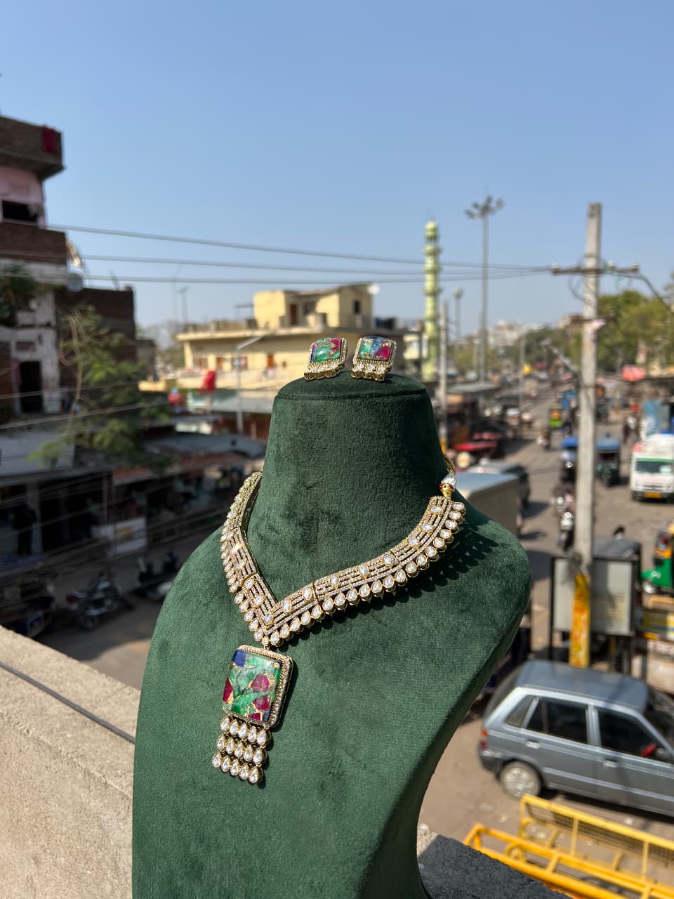 Polki Necklace With Earring (Copy) - Image 3