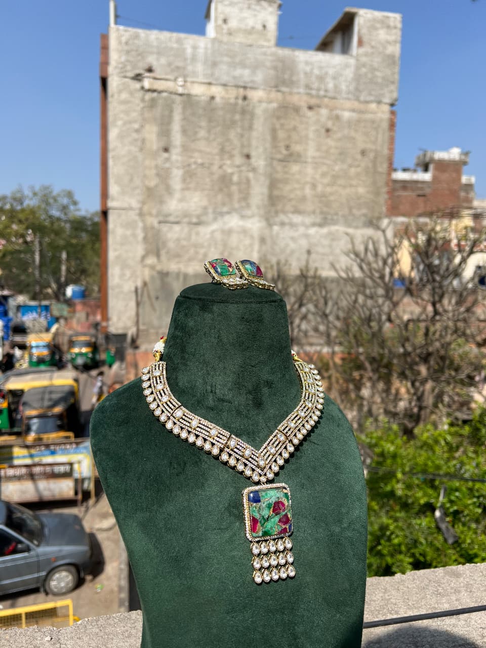 Polki Necklace With Earring (Copy) - Image 4