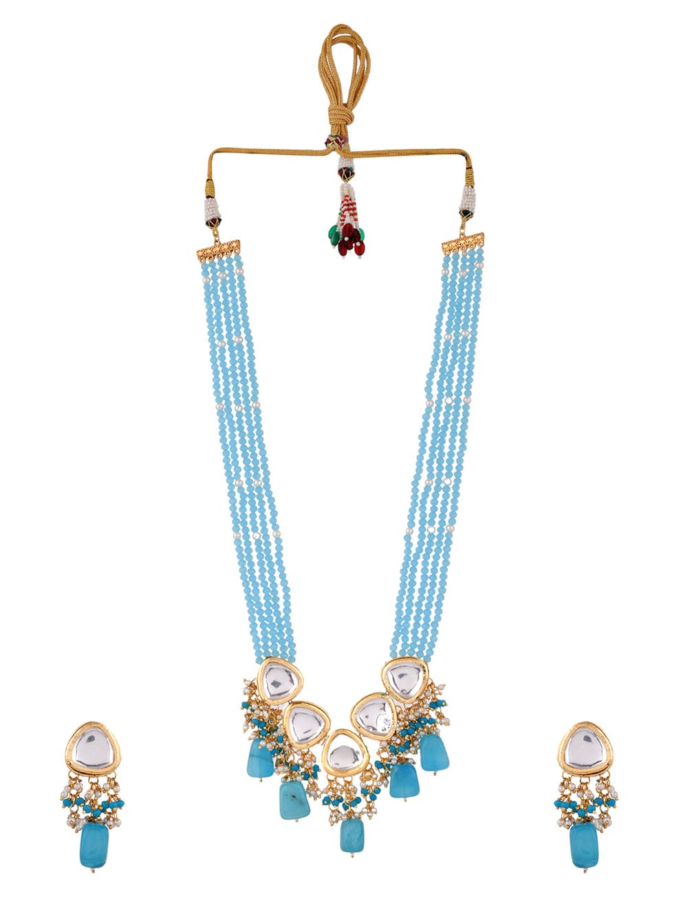 Kundan Blue Jewellery With Earrings for women - Image 3