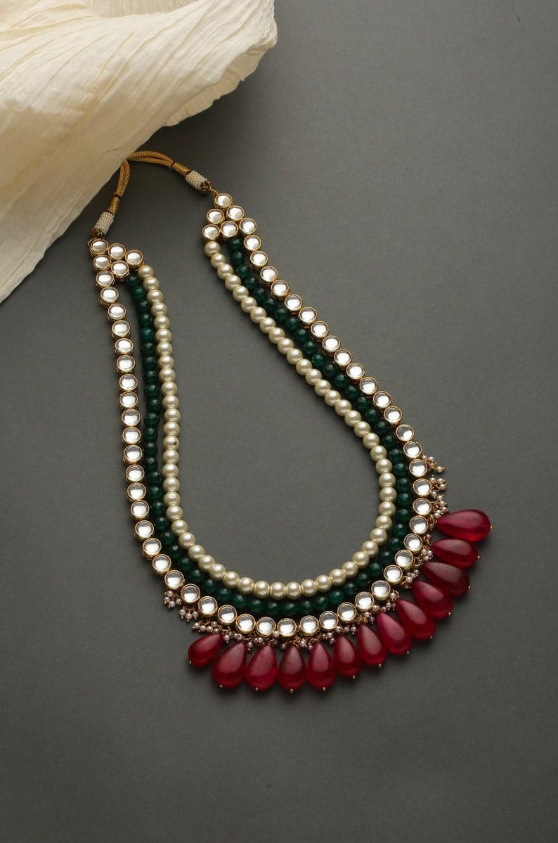 Gold Plated Kundan Layered Necklace
