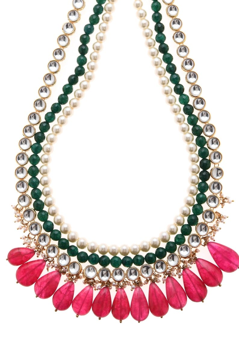Gold Plated Kundan Layered Necklace - Image 5