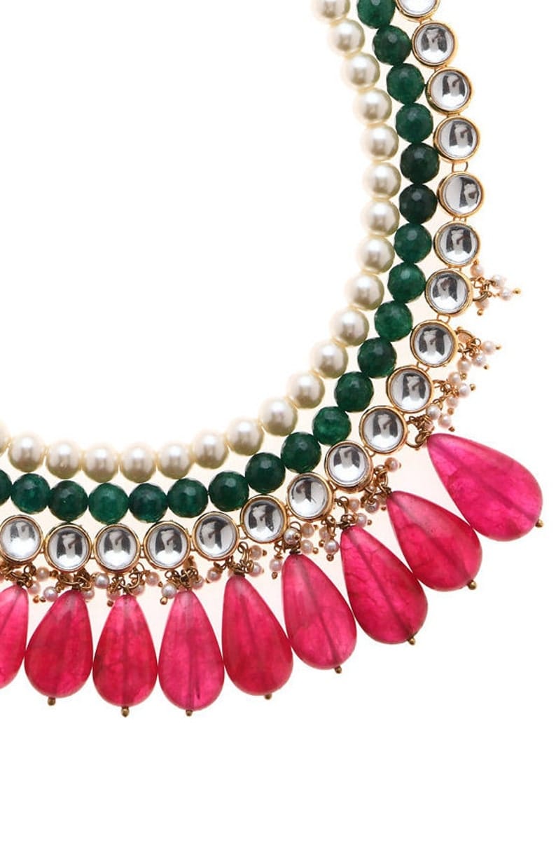 Gold Plated Kundan Layered Necklace - Image 6