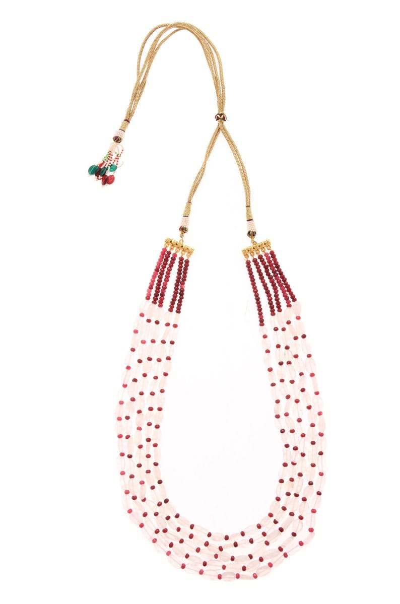 Pink Rose Quartz & Ruby Red Multilayered Necklace: Handcrafted Beaded Jewelry - Image 5