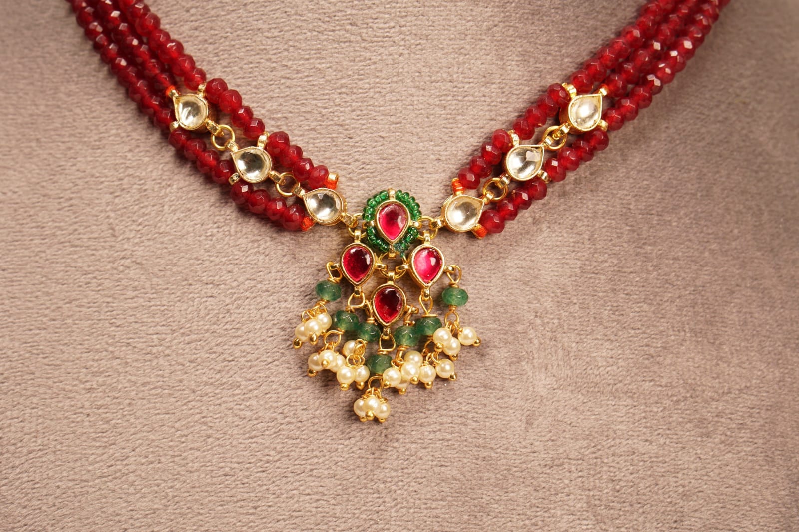 Red Handmade Necklace - Image 2