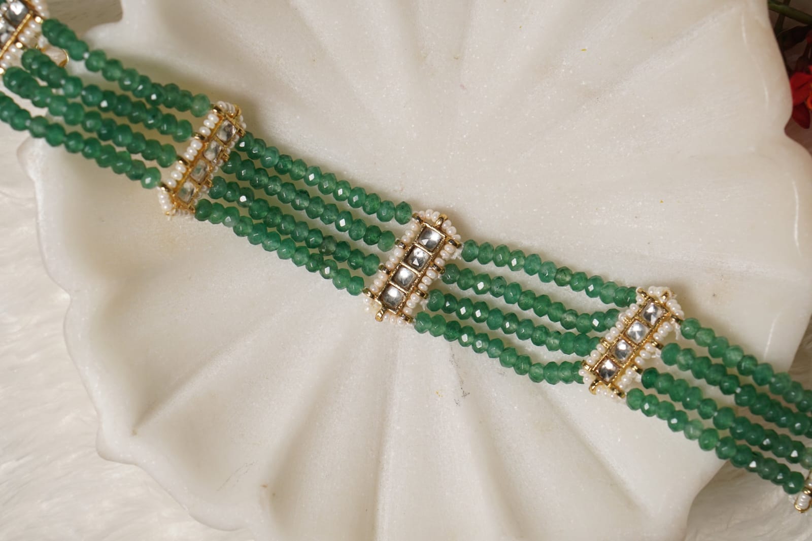 Kundan green choker necklace - Image 2