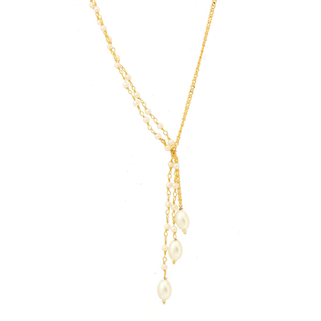Beaded Pearl Drop One-Sided Layered Necklace - Image 4