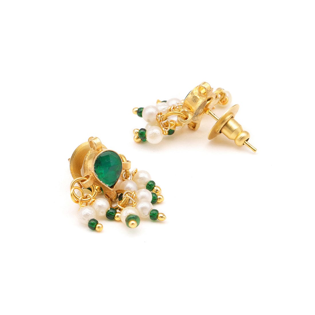 Kids Kundan Green Stone Combo Jewelry Set - Image 9