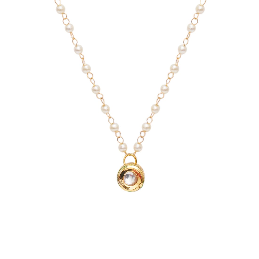 Gold Plated Kundan Pearl Necklace - Image 4