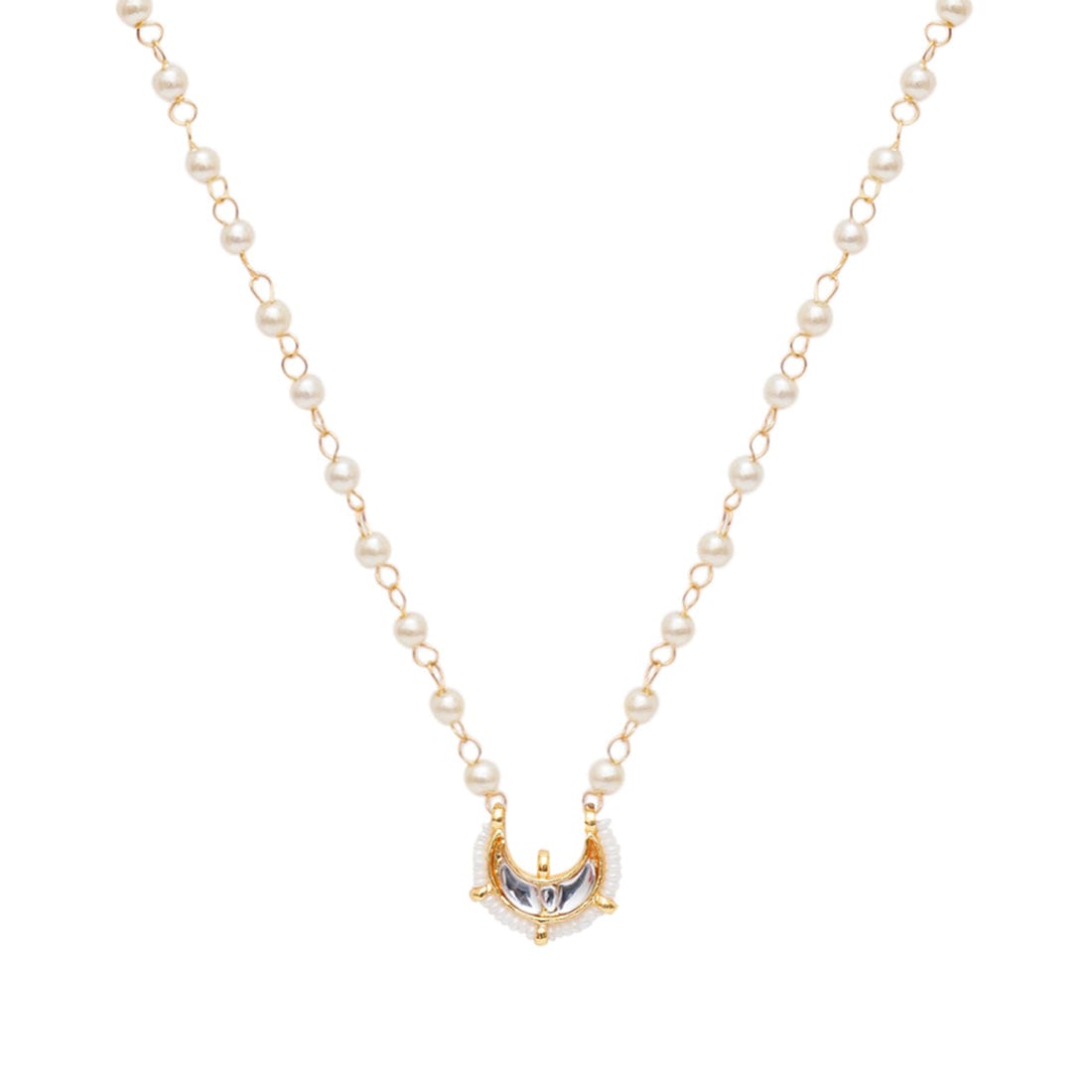 Gold Plated Moon Kundan Pearl Necklace - Image 4