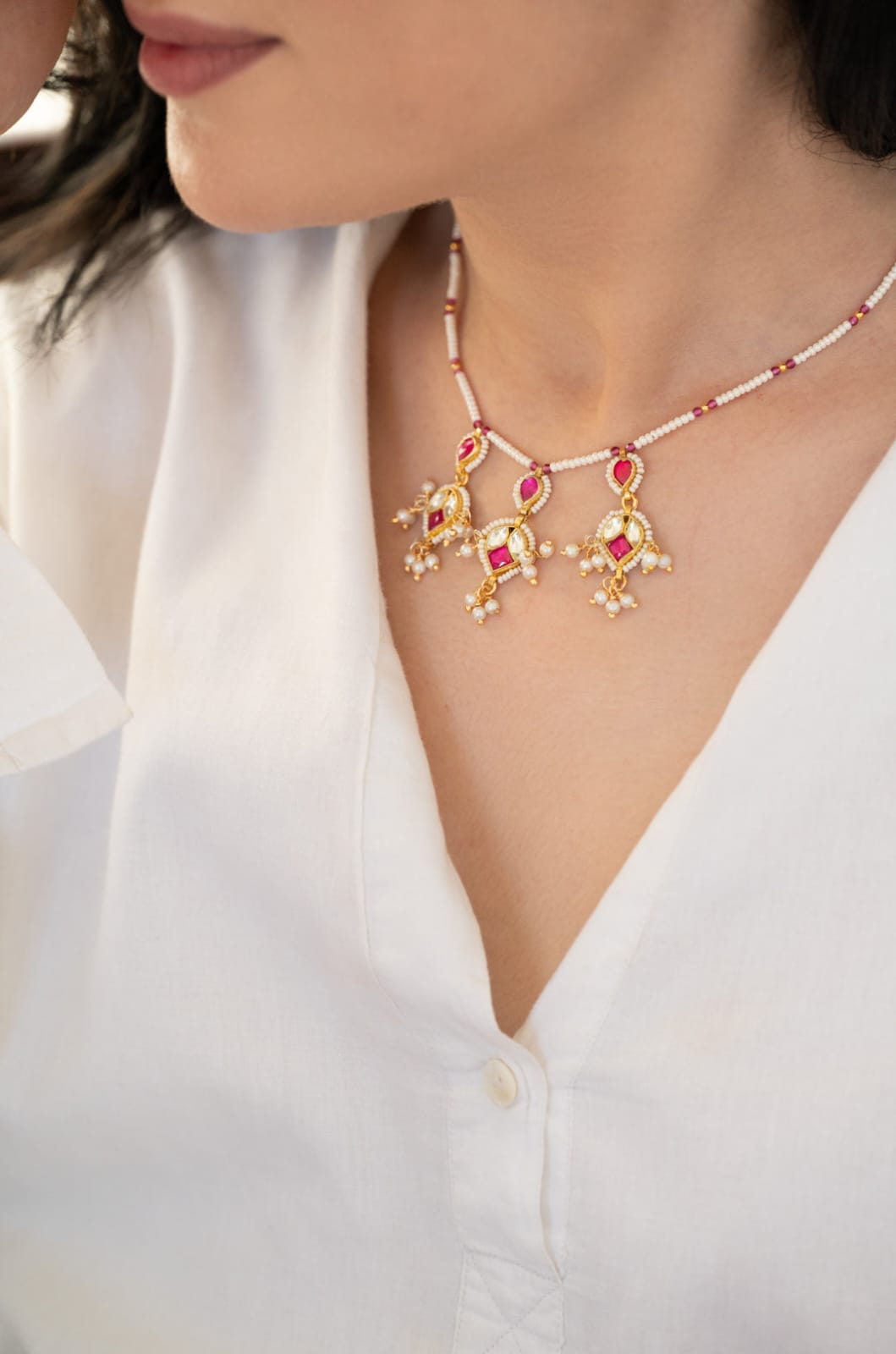 Kundan Pendant Necklace - Image 5