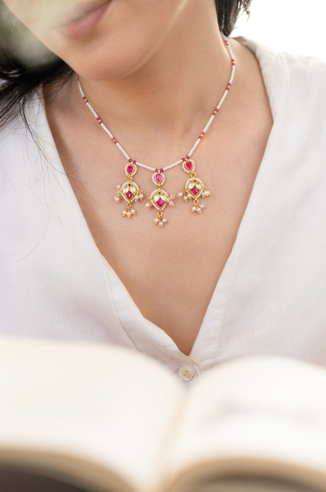 Kundan Pendant Necklace - Image 4