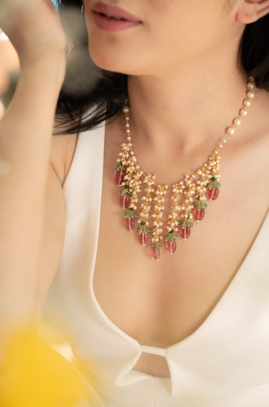 Handmade Peral Necklace With Pink Beads - Image 4