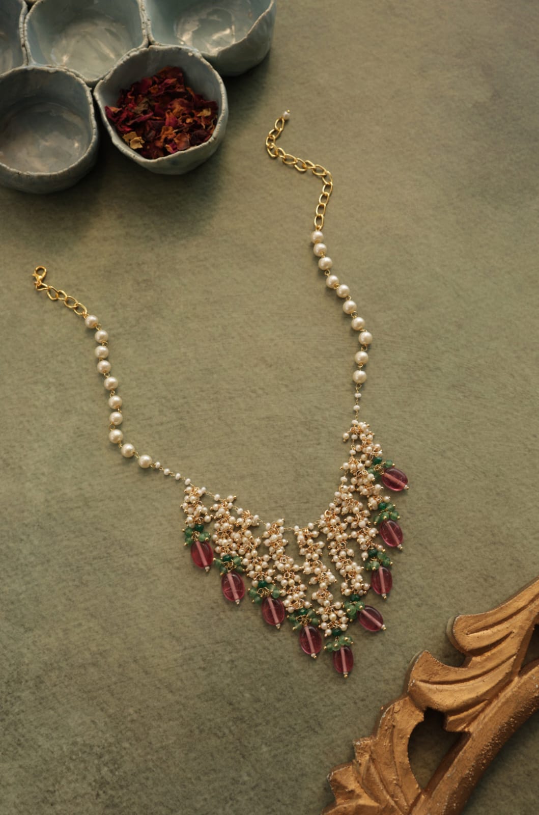 Handmade Peral Necklace With Pink Beads