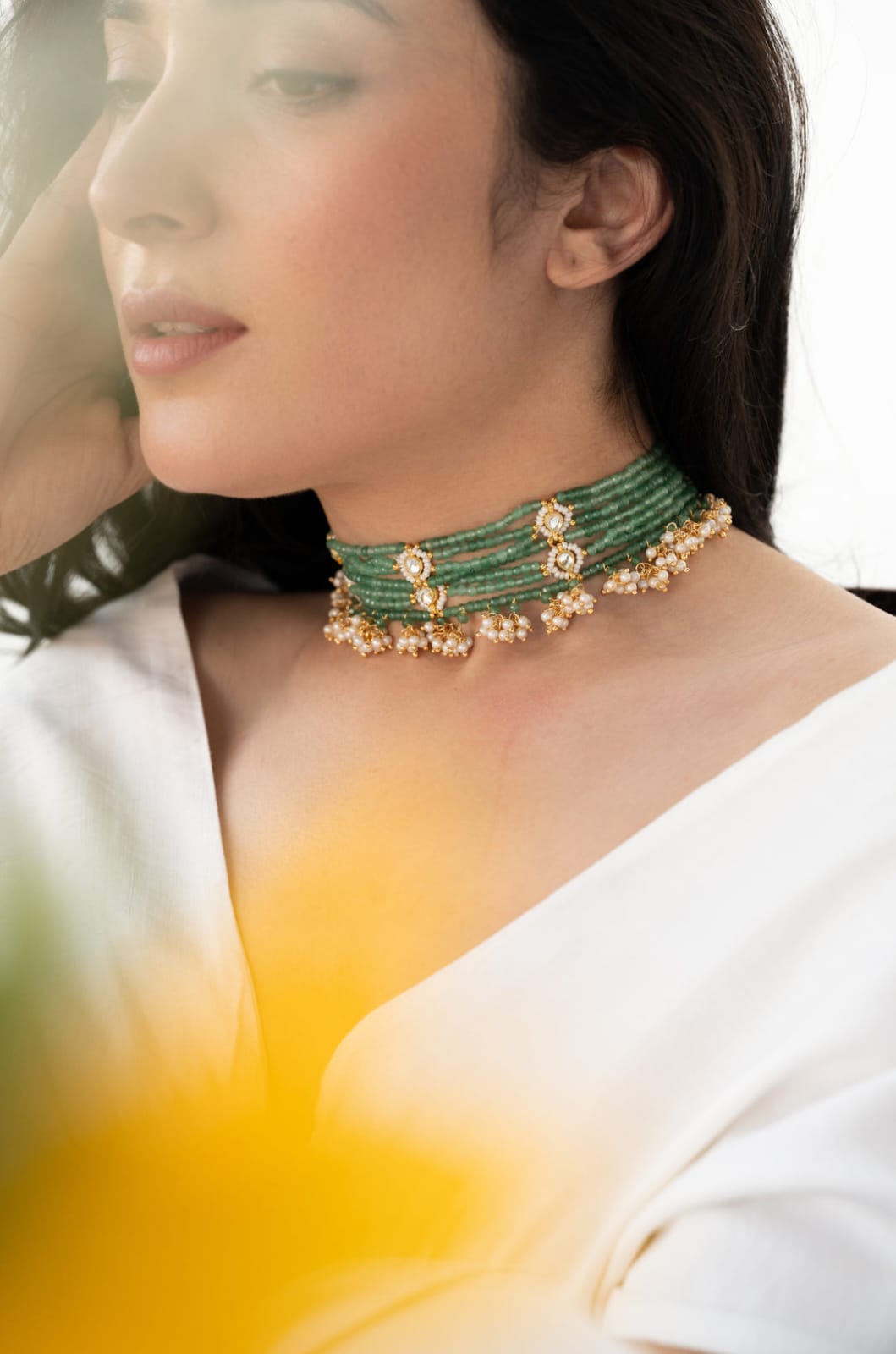 Green Kundan Choker Necklace - Image 5