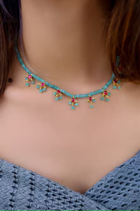 Green Onyx Kundan Studded Choker - Image 2