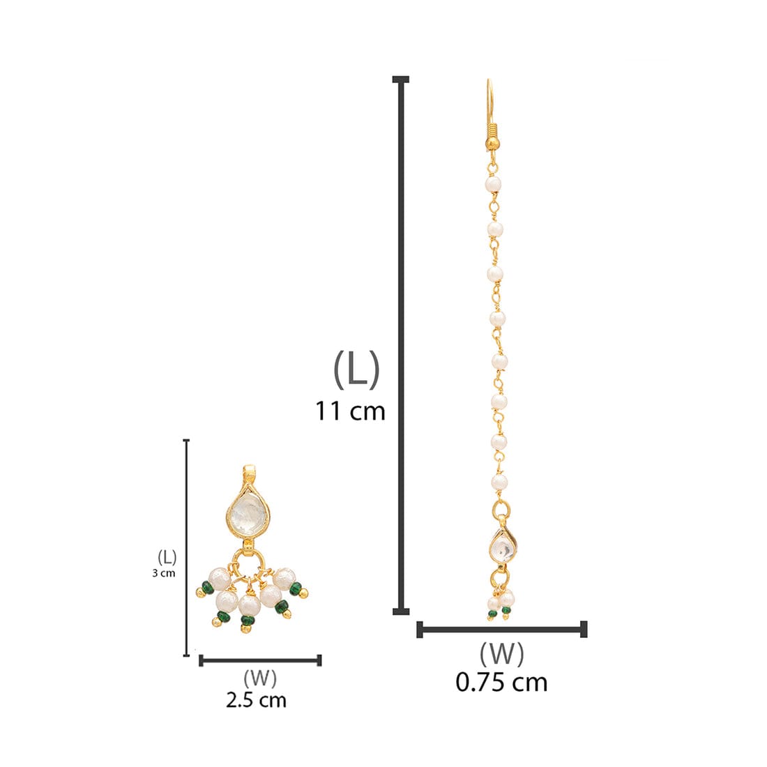 Gold-Plated Kundan-Studded & Pearls Beaded Tear Drop Shaped Jewellery Set - Image 6