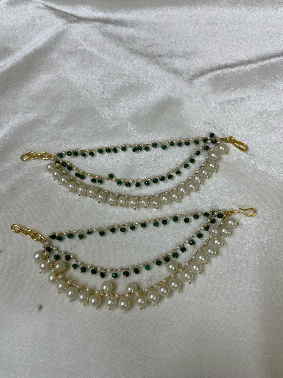 Gold Finish Kundan Polki Ear Chain