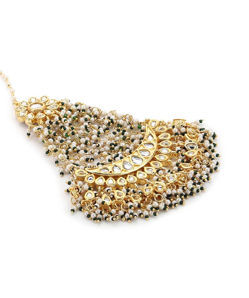 Chandelier Earrings With Pearl Detailing And Ear Chain - Image 4