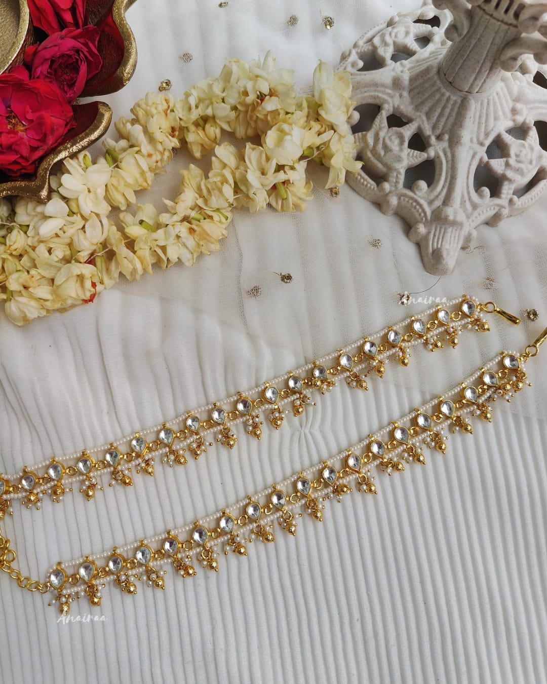 Paachi kundan Anklets