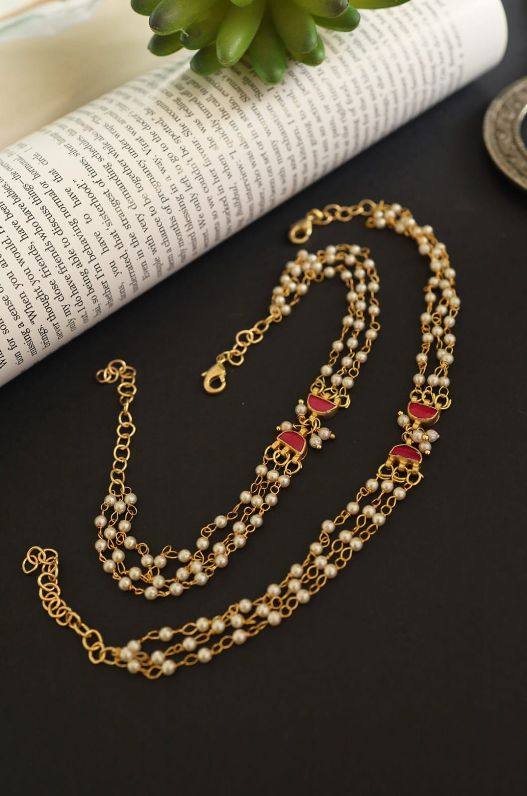 Red Kundan Anklets - Image 2