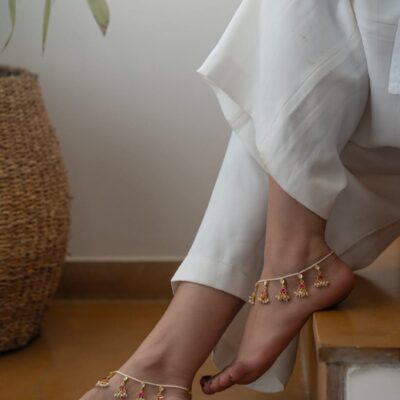 Red Kundan Anklet