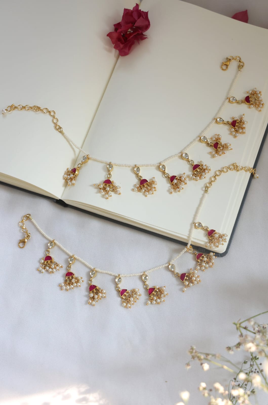 Red Kundan Anklet - Image 2