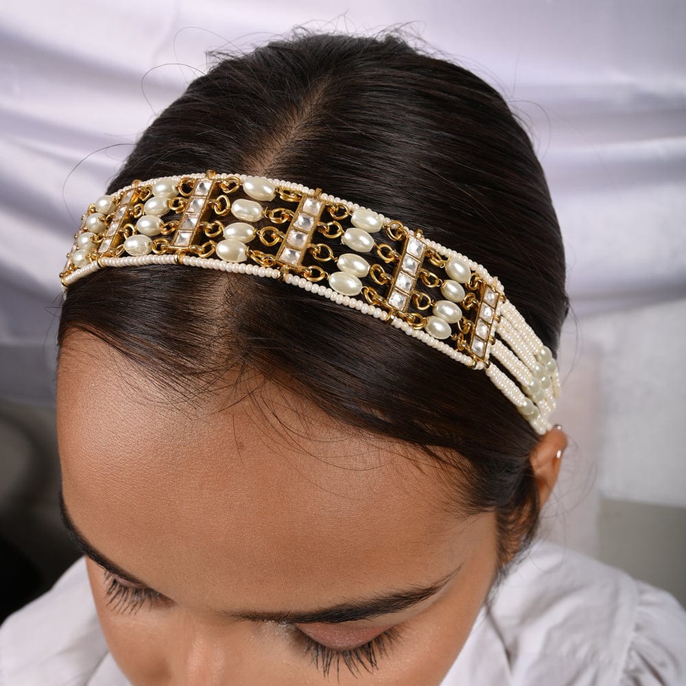 Pearl and kundan embellished sheeshphool - Image 3