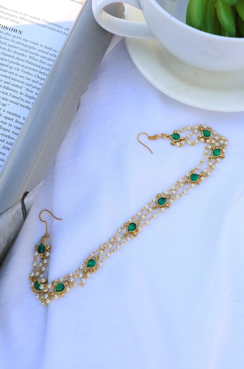 Gold Finish Pearls & Kundan Headband