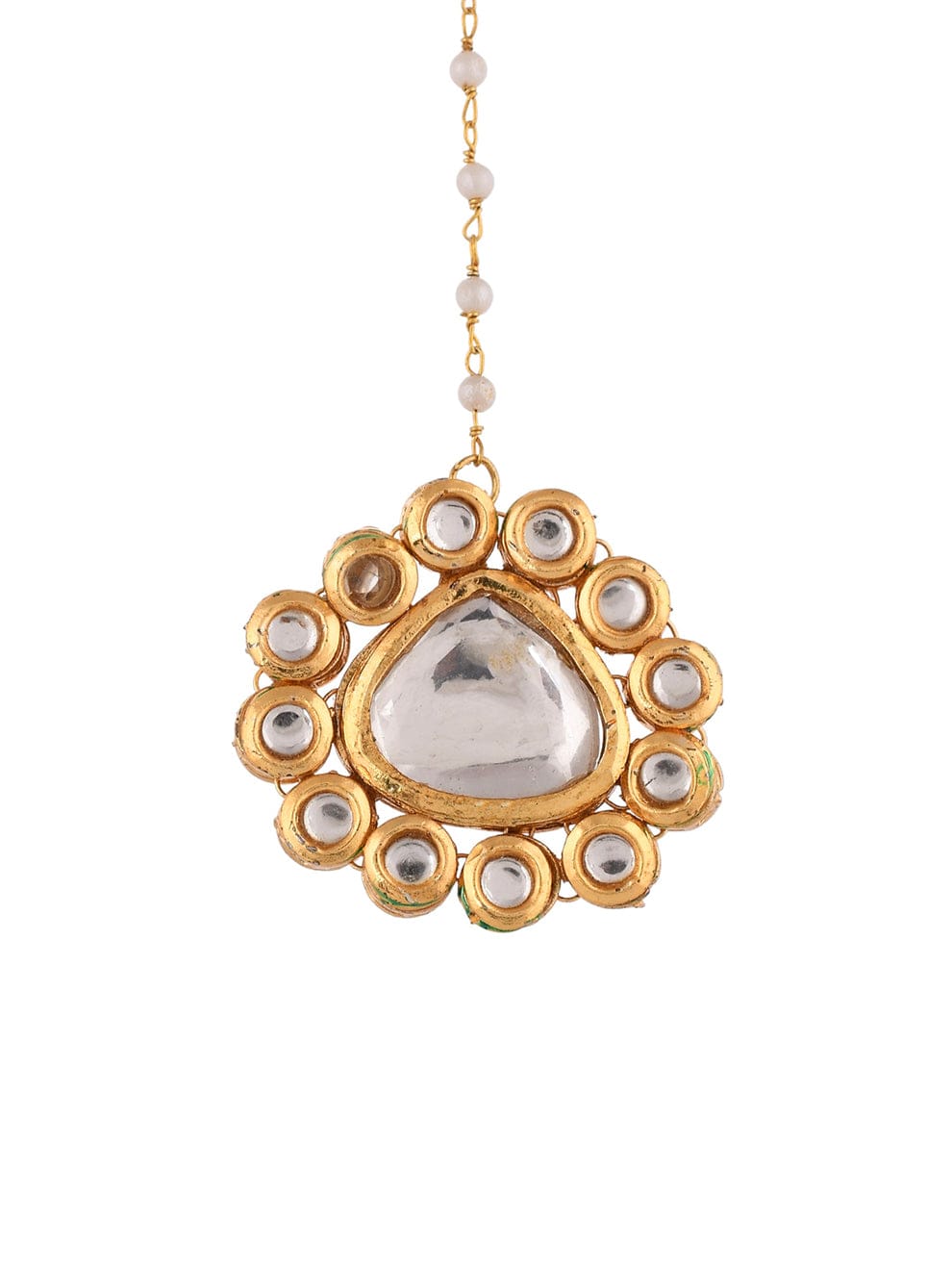 Gold Plated Kundan Maang Tika - Image 4