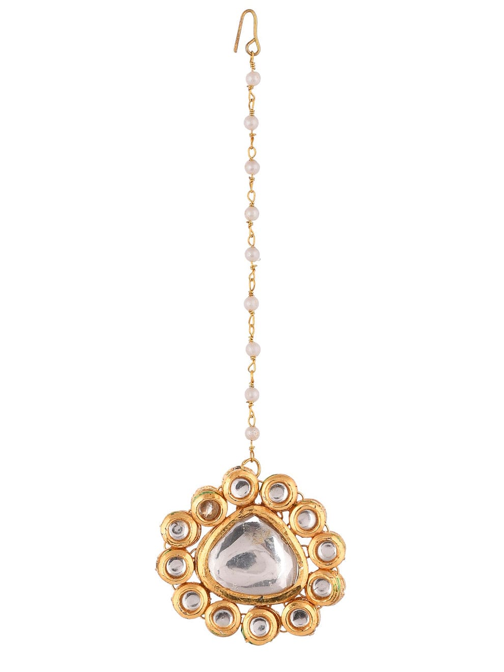 Gold Plated Kundan Maang Tika - Image 3