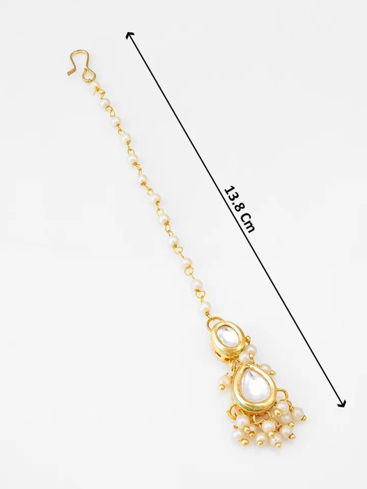 Gold Plated Kundan Studded Maang Tikka - Image 5