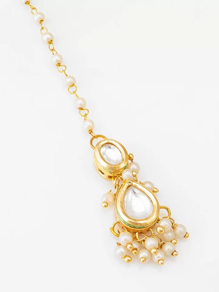 Gold Plated Kundan Studded Maang Tikka - Image 3