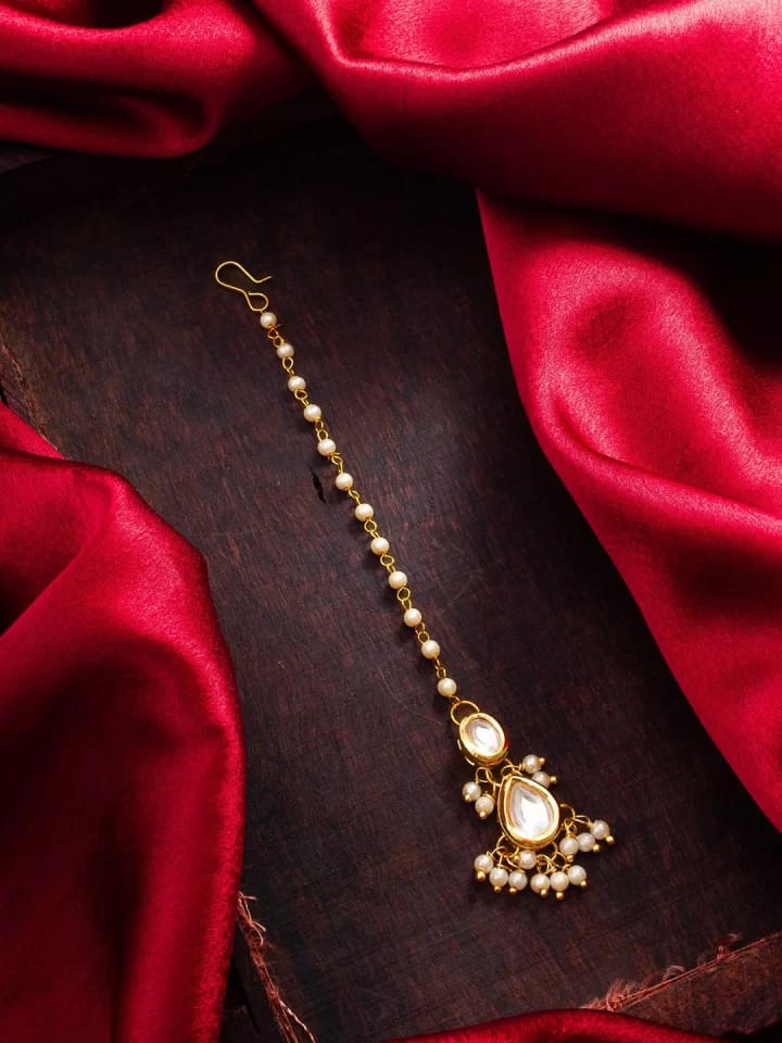 Gold Plated Kundan Studded Maang Tikka