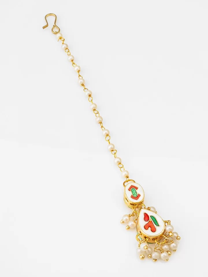 Gold Plated Kundan Studded Maang Tikka - Image 4