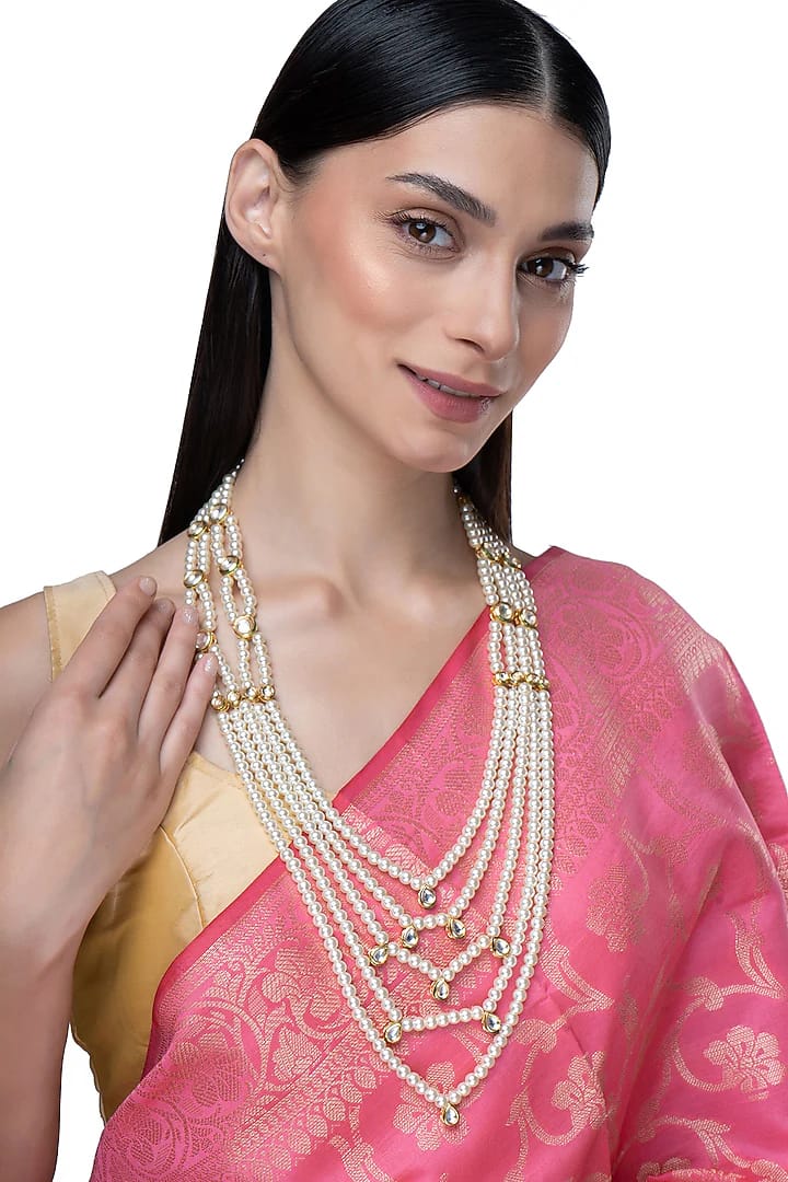 Long Kundan Pearl Necklace