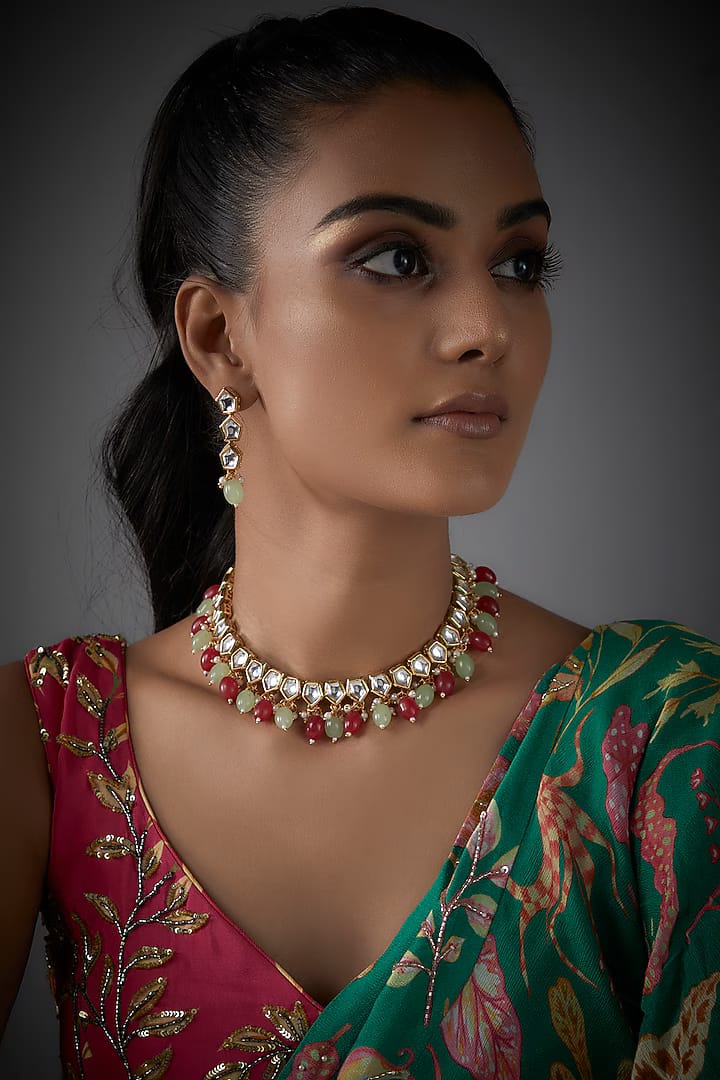 Gold-Plated Kundan Jewellery Set - Image 2